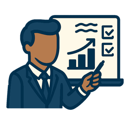 An agent presenting a chart